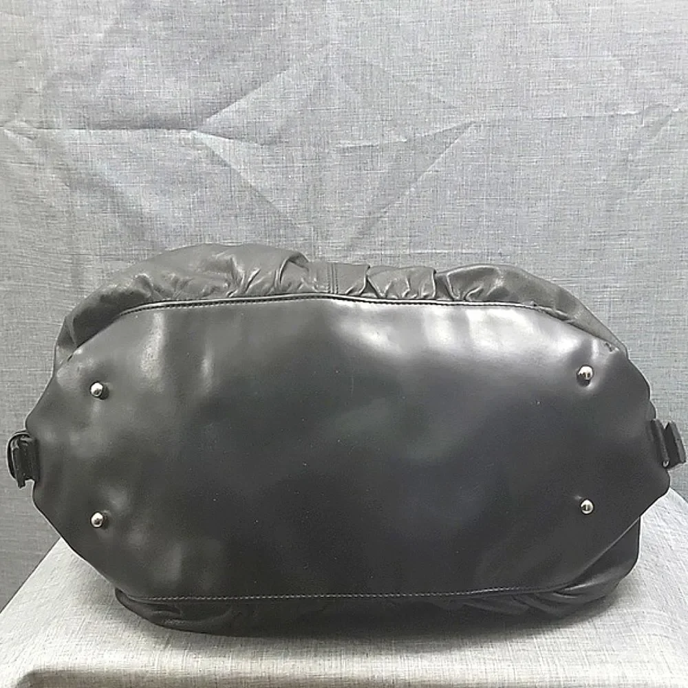 Desmo Made in Italy black Soft leather Shoulder Bag, Slouch Hobo Silver Hardware